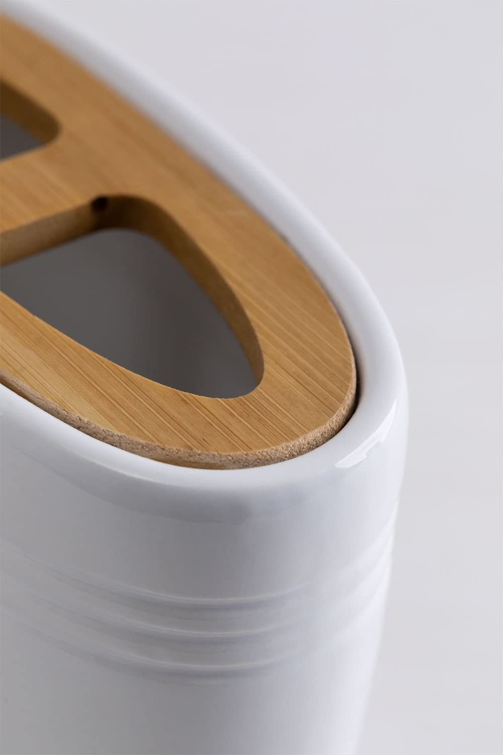 Sklum Perkyn organizer spazzolini ceramica bambù bianco