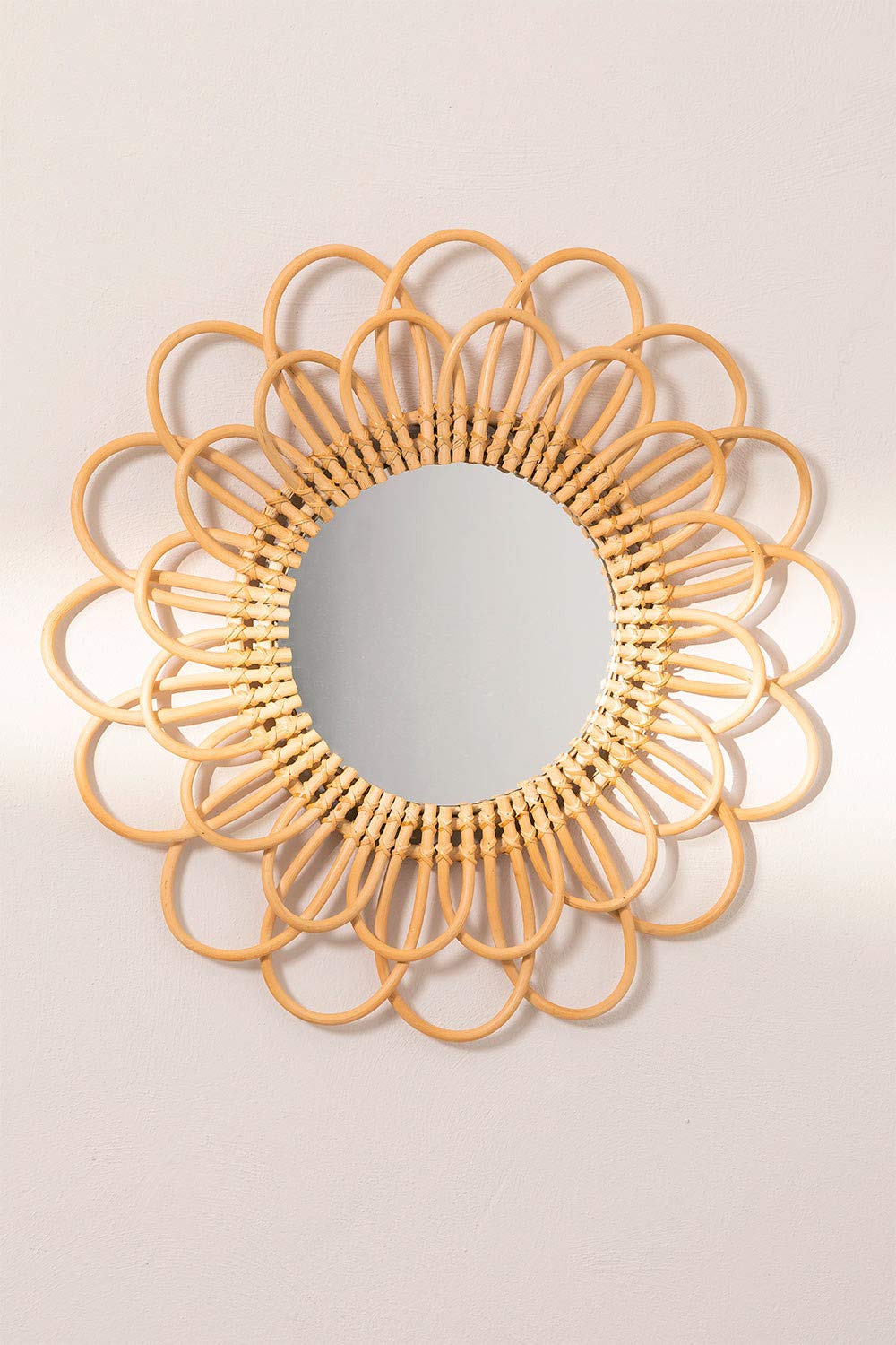 Sklum Krayo Specchio Rotondo in Rattan 60 cm Naturale