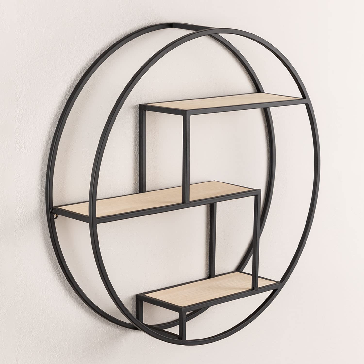 Sklum Kafren scaffale a parete Ø60 cm in legno e ferro