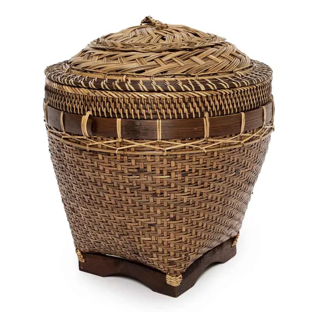 Bambua Colonial cesta rattan marrone naturale taglia L