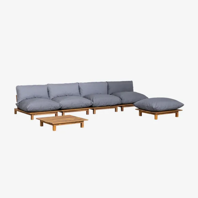 Sklum Brina set giardino modulare reclinabile 4 pezzi acacia