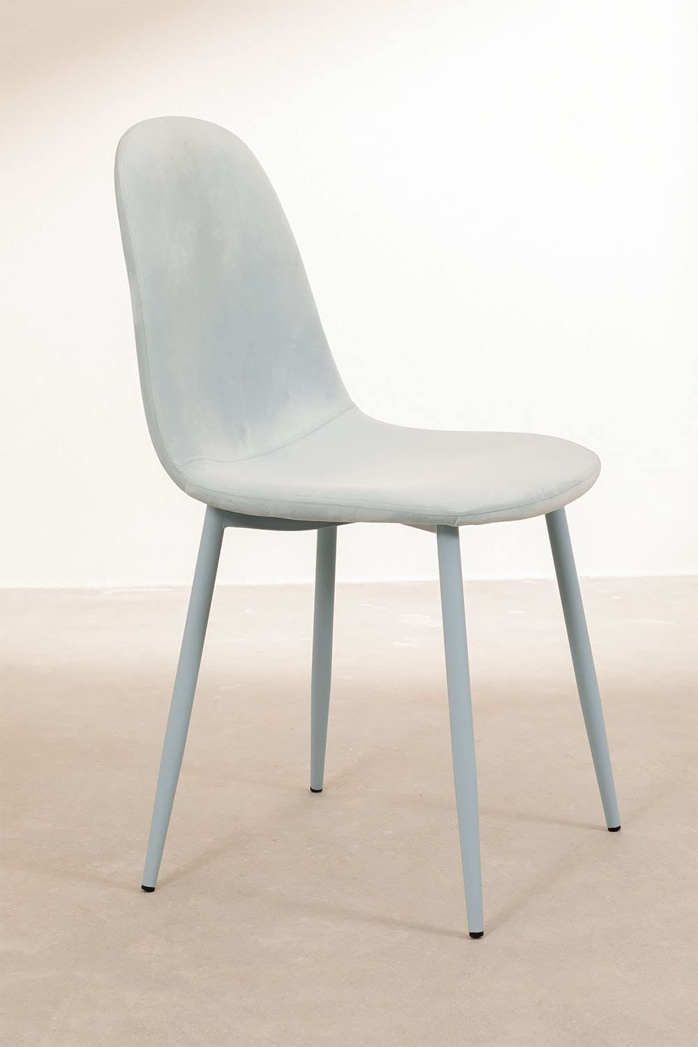 Sklum Glamm Colors sedia da pranzo in velluto blu celeste