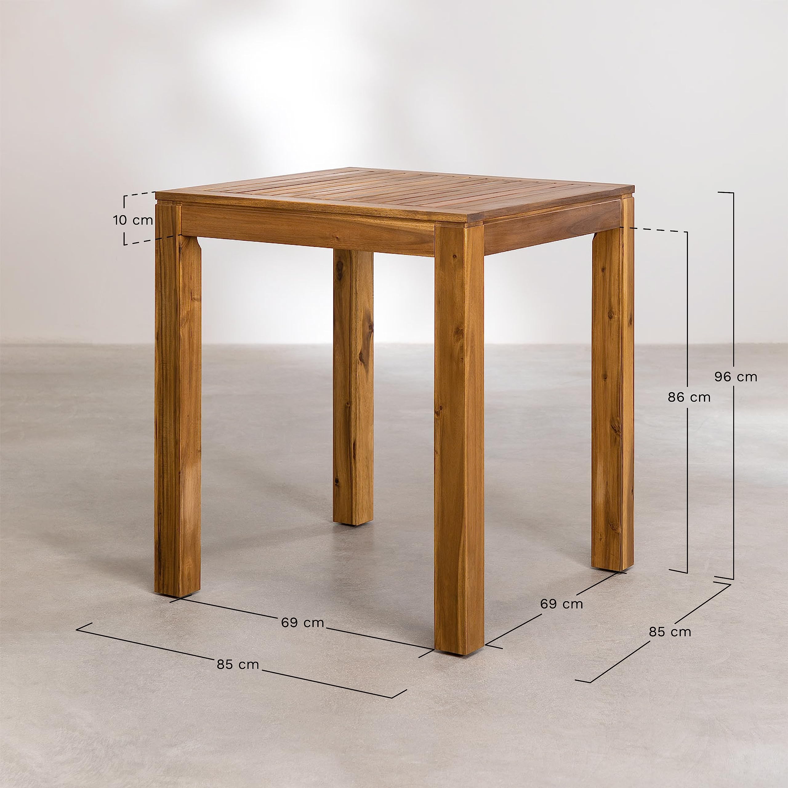 Sklum Tenay tavolo alto giardino 85x85 legno naturale