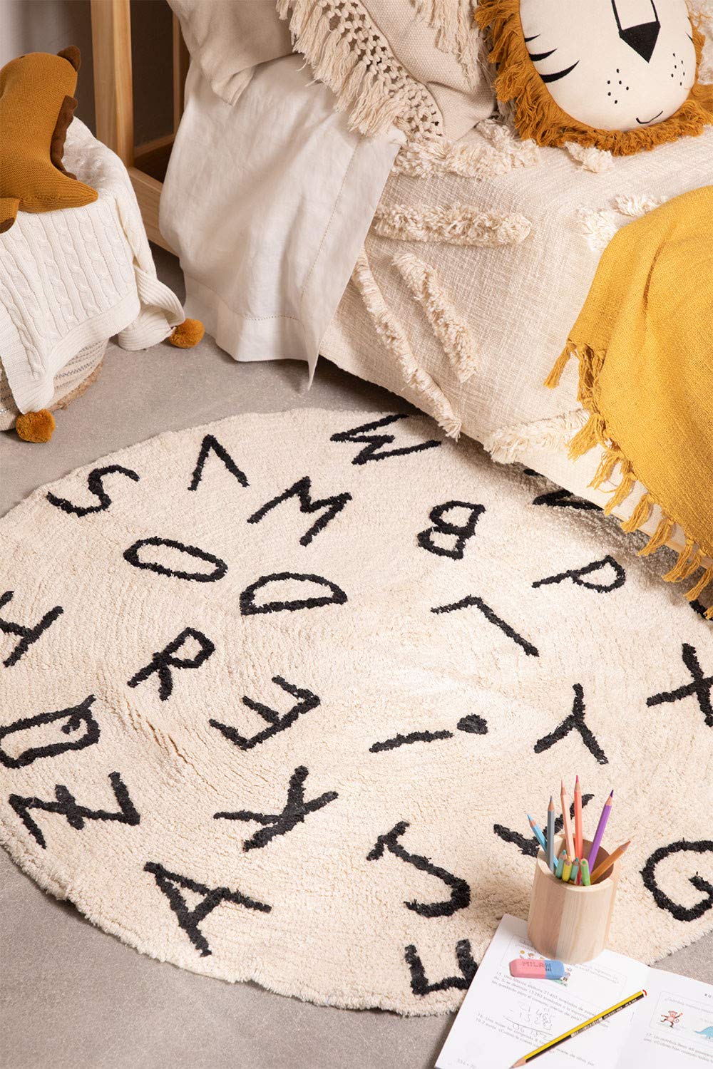 Sklum Letters Kids A tappeto rotondo cotone 104 cm