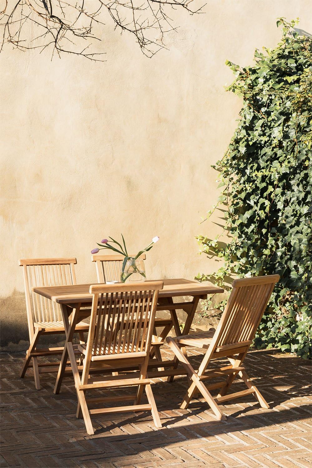 Sklum Pira Tavolo da Giardino 120x70 cm Pieghevole Teak
