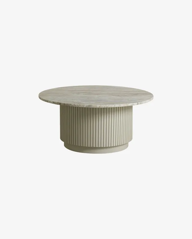 Bambua Erie tavolino rotondo marmo avorio legno