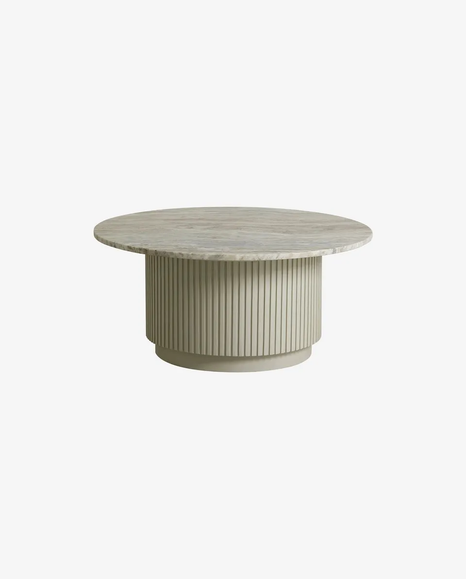 Bambua Erie tavolino rotondo marmo avorio legno