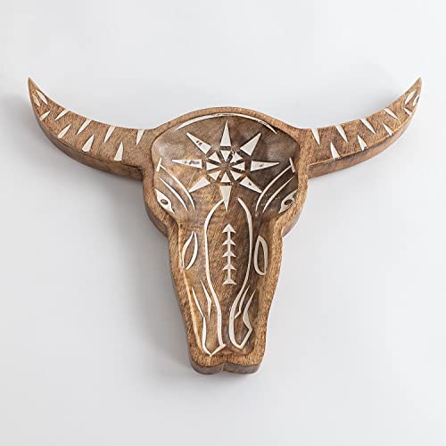 Sklum Sonte figura decorativa teschio in legno mango