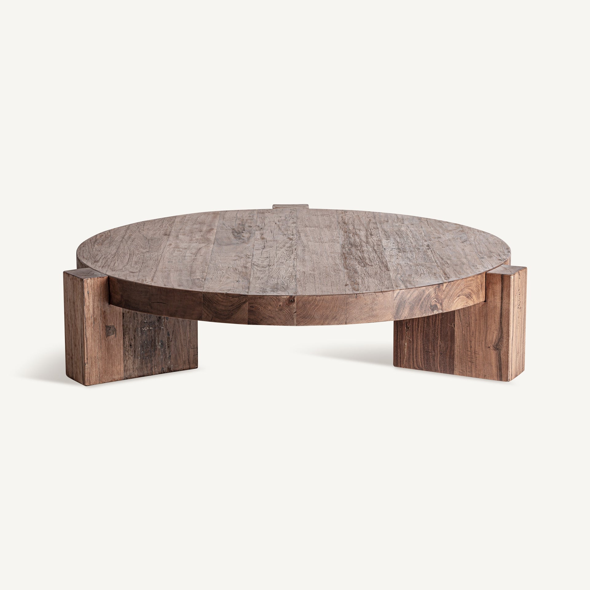 Bambua Brutalist tavolino caffè tondo in legno sal