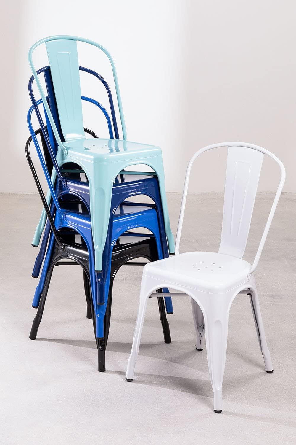 Sklum LIX set 4 sedie sala da pranzo acciaio lucido
