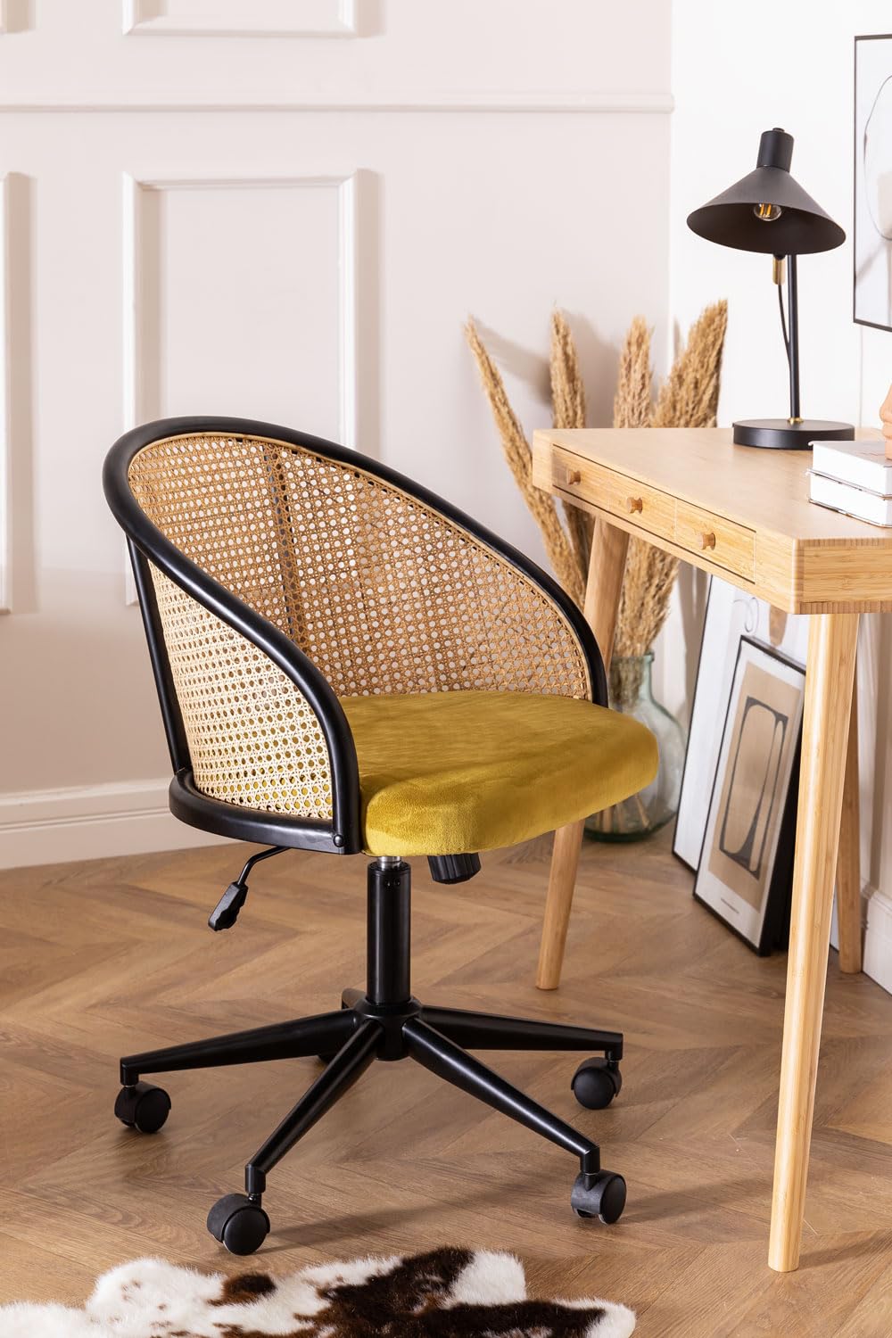 Sklum Kloe Black sedia da scrivania nera con ruote