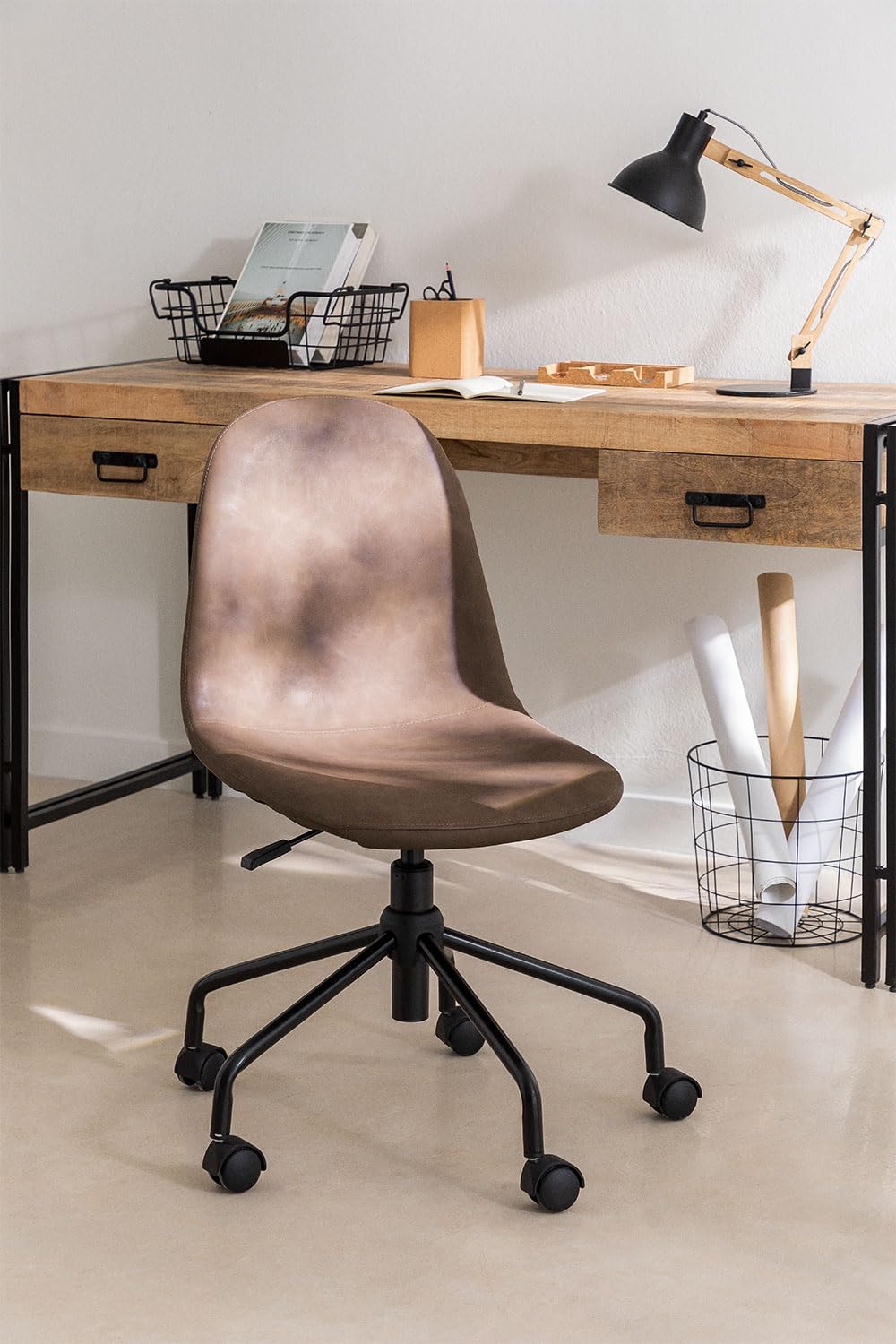 Sklum Glamm sedia da scrivania similpelle con ruote