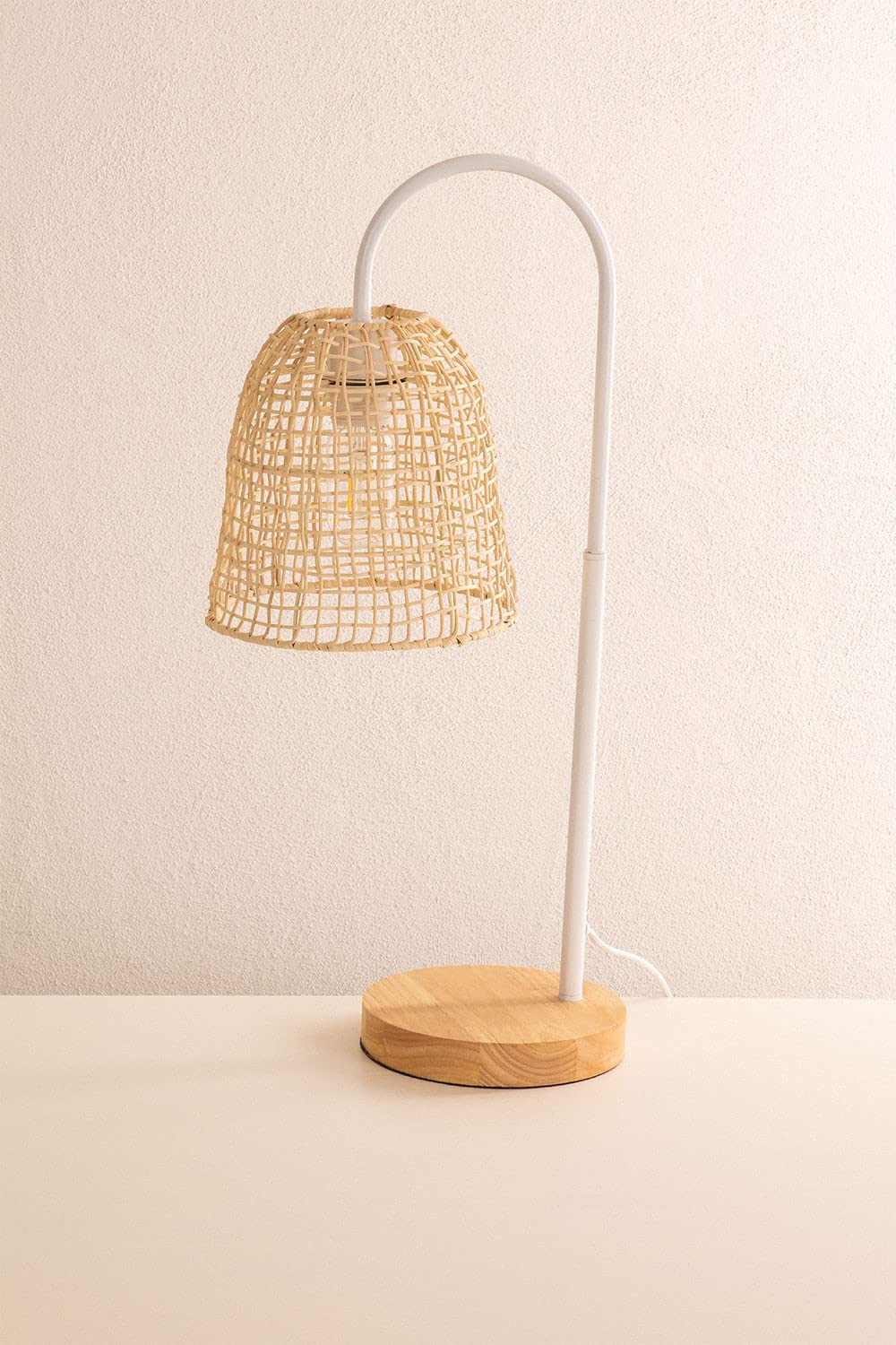 Sklum Gavia lampada da tavolo rattan bianco