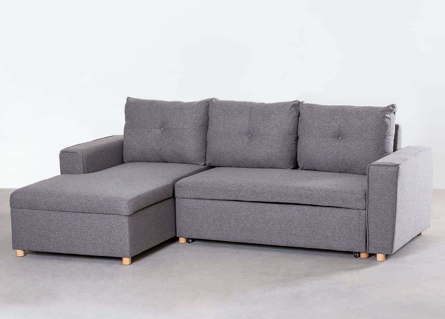 Sklum Calvin Divano Letto Chaise Longue 3 Posti Grigio Scuro