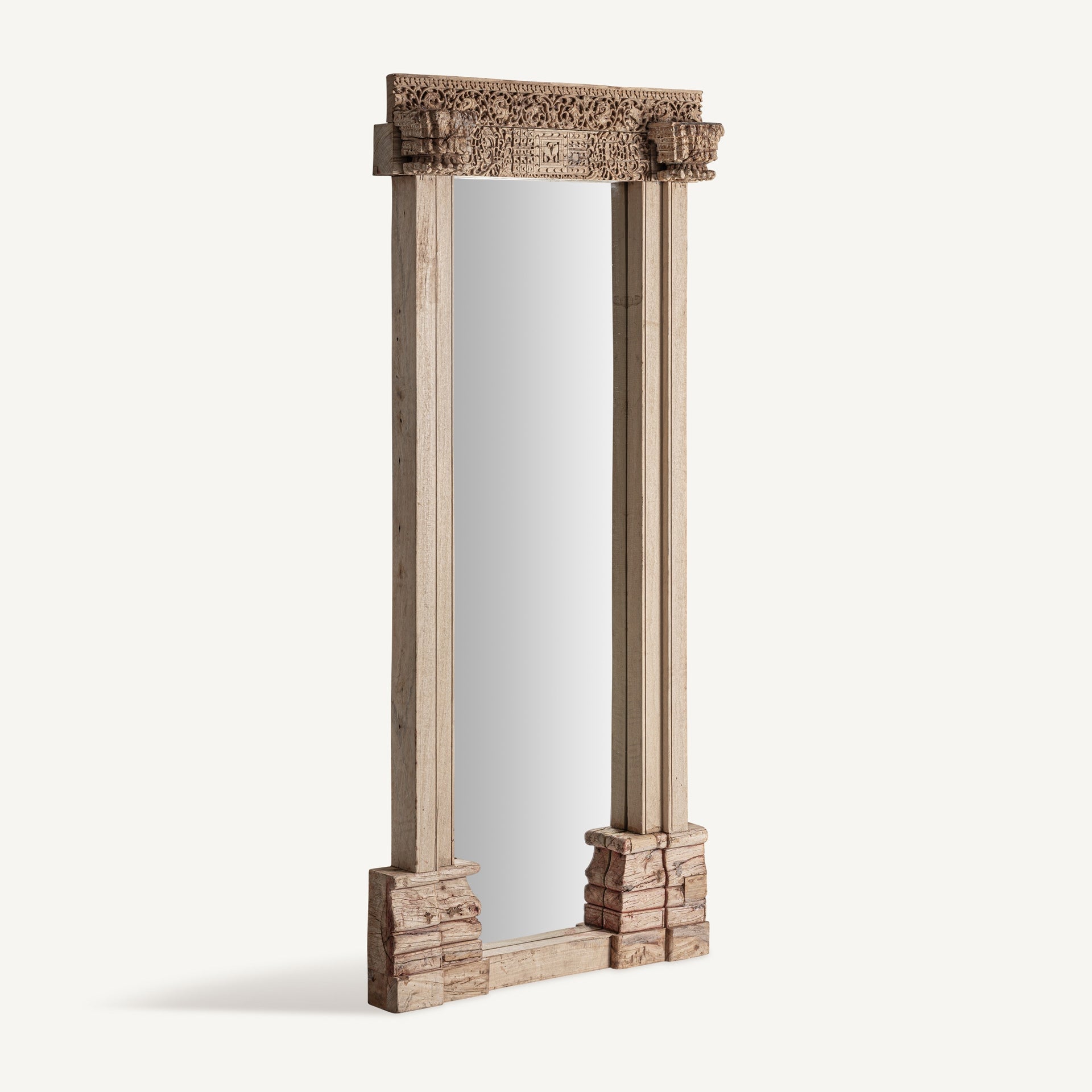 Bambua Shike Specchio da Terra Teak Intagliato
