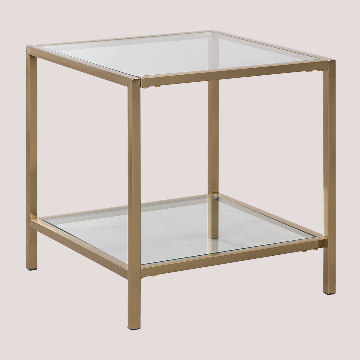 Sklum Amelia Tavolino Vetro Acciaio Oro Opaco 50 cm
