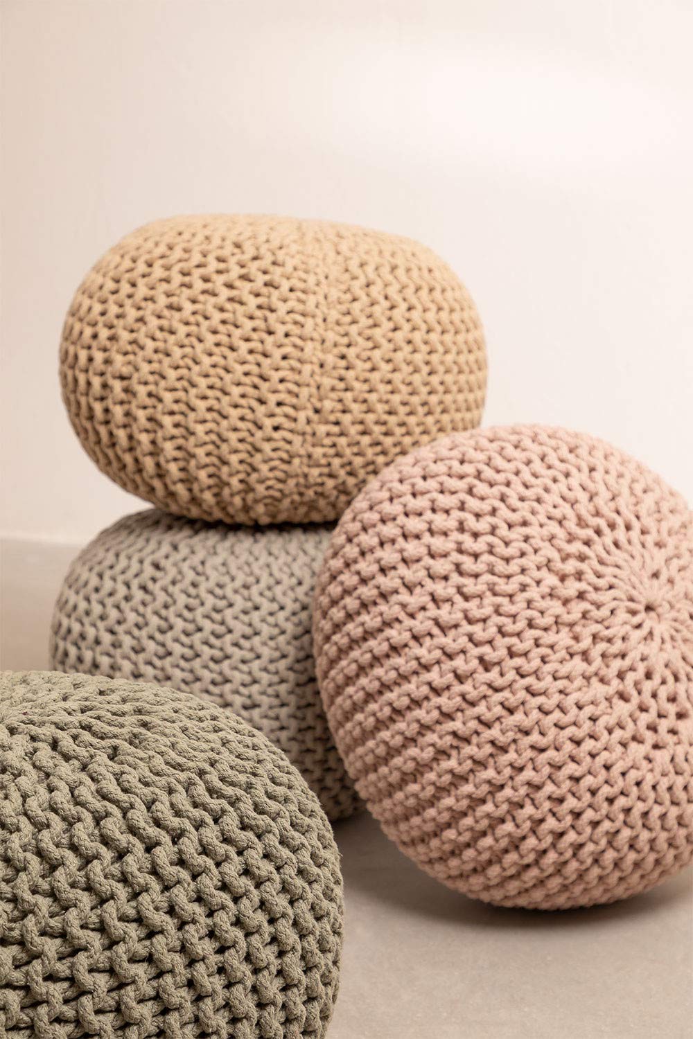 Sklum Greicy pouf rotondo cotone grigio talpa Ø42