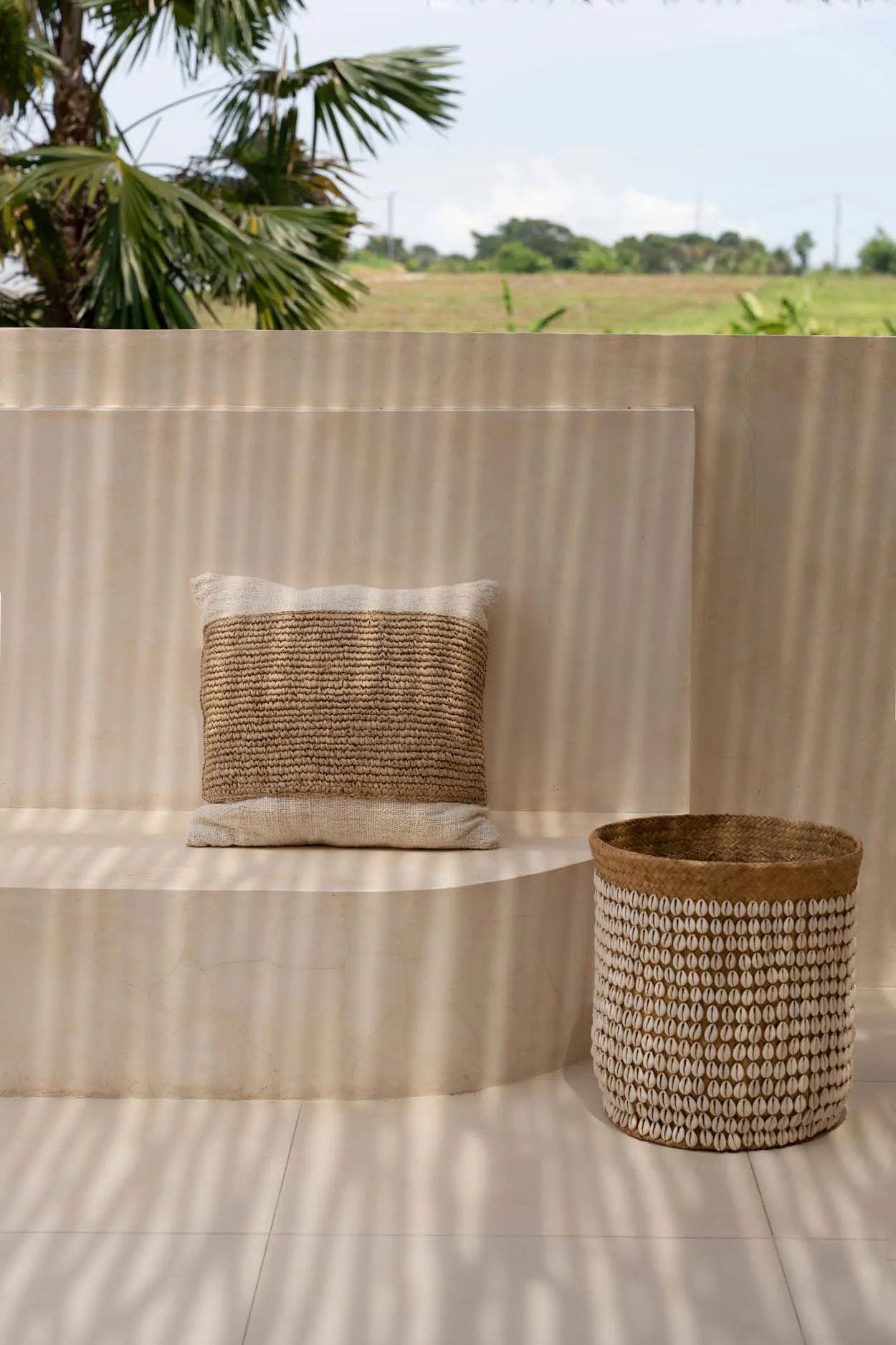 Bambua Raffia Stamp federa cuscino naturale