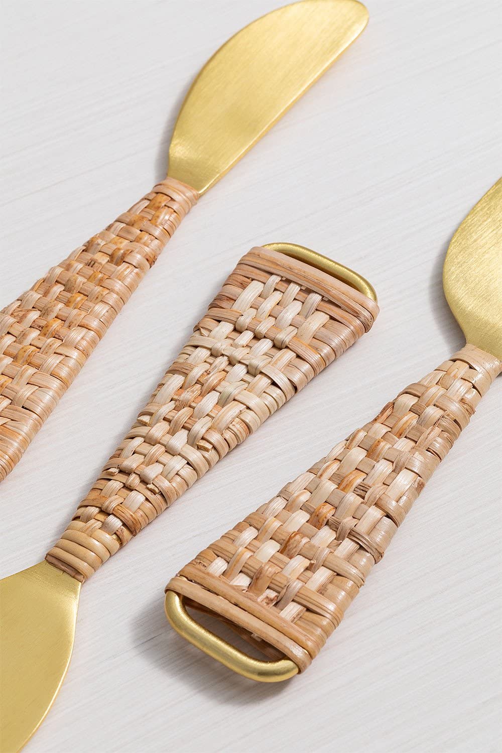 Sklum Bardi set 3 posate formaggio dorate rattan