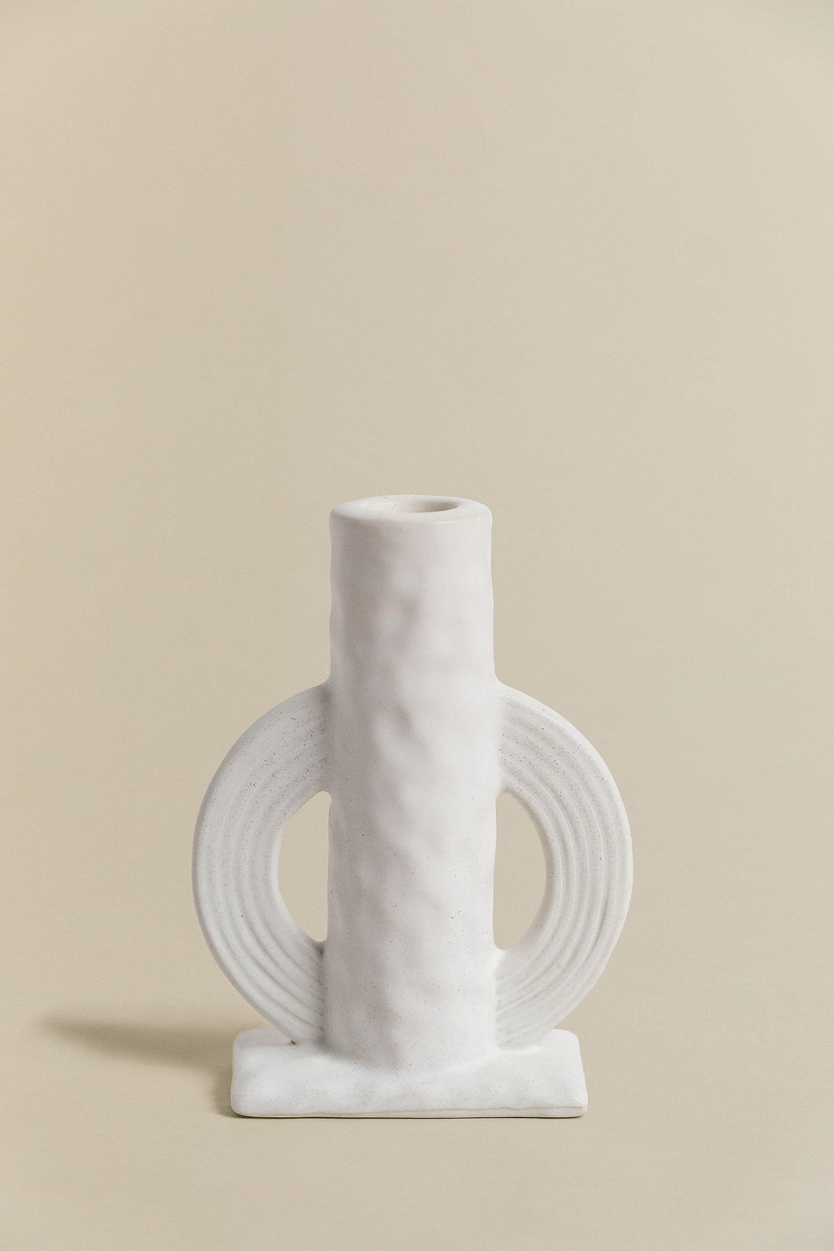 Sklum Trond Portacandele Ceramica Bianco 15 cm