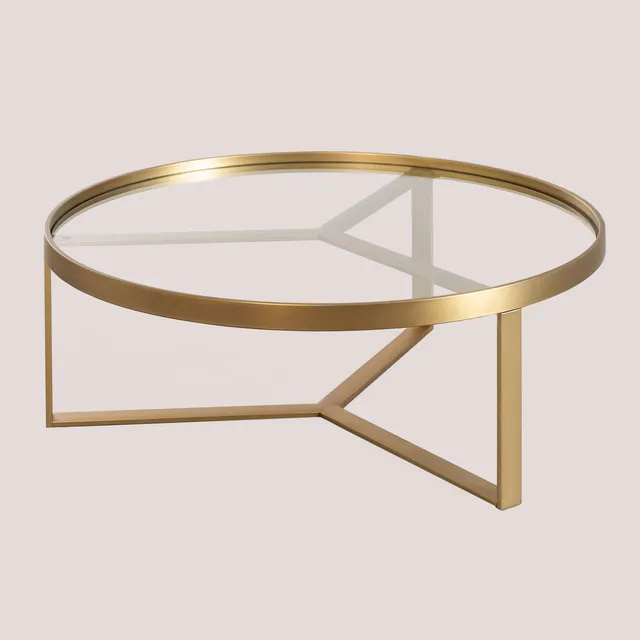 Sklum Amelia tavolino vetro 90 cm acciaio oro opaco