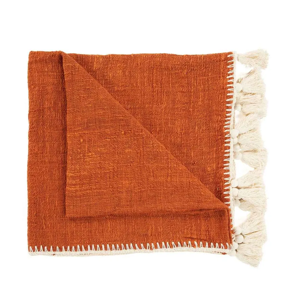 Bambua Stitch plaid letto terracotta cotone