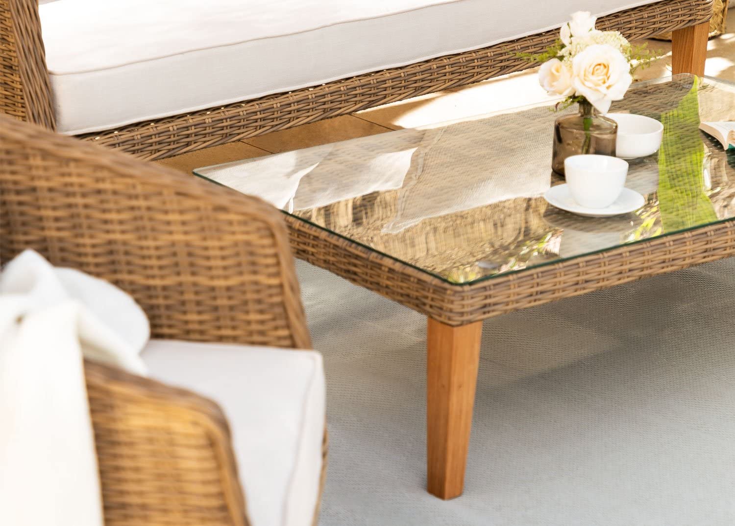 Sklum Denver set giardino rattan marrone 4 pezzi