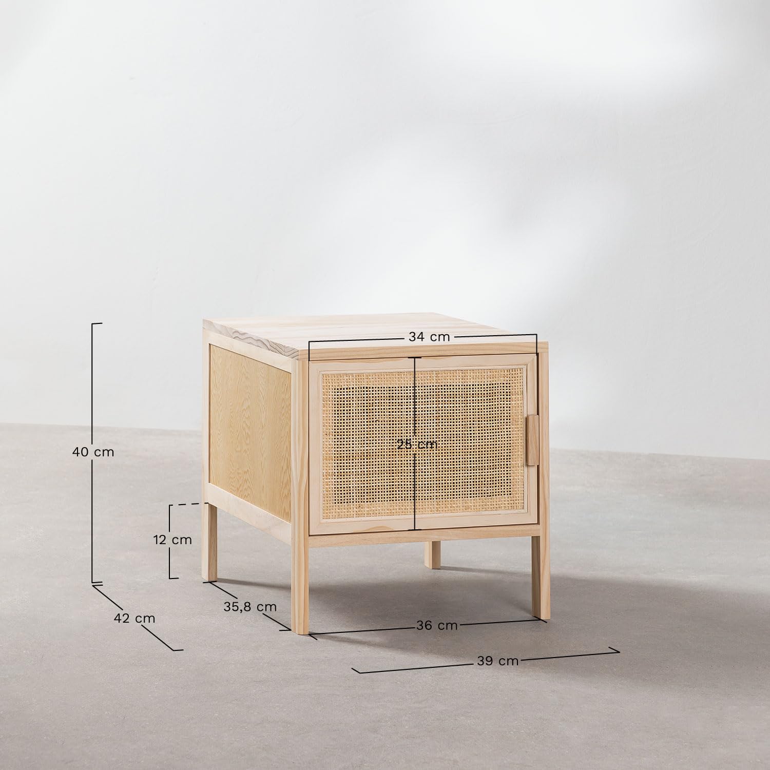 Sklum Reyna comodino rattan e legno pino