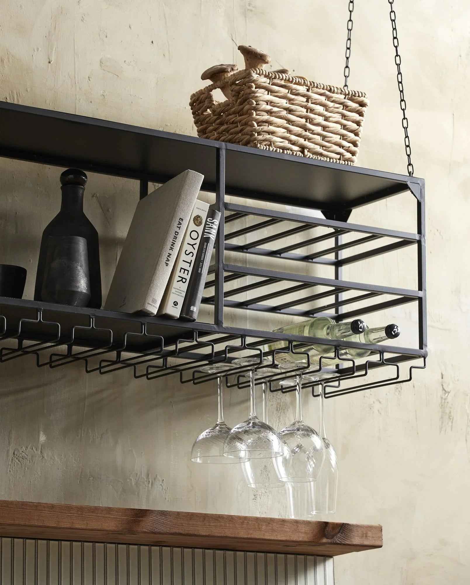 Bambua Loft L scaffale soffitto ferro nero 80 kg