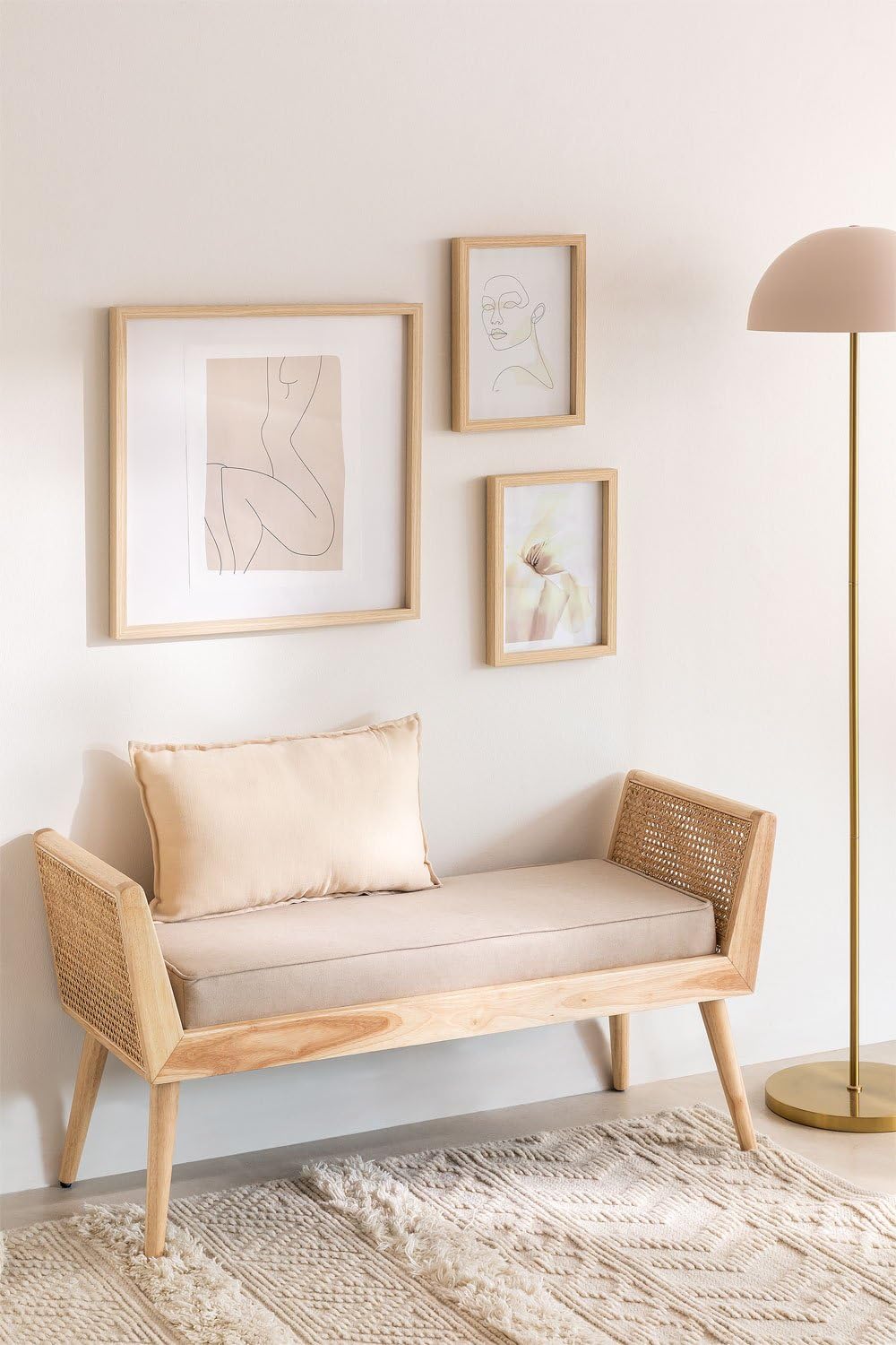 Sklum Icon Style panca 109 cm rattan con cuscino