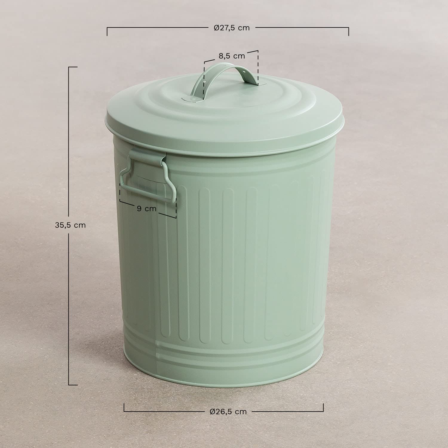 Sklum Sonella Pattumiera 15 L con Coperchio in Ferro