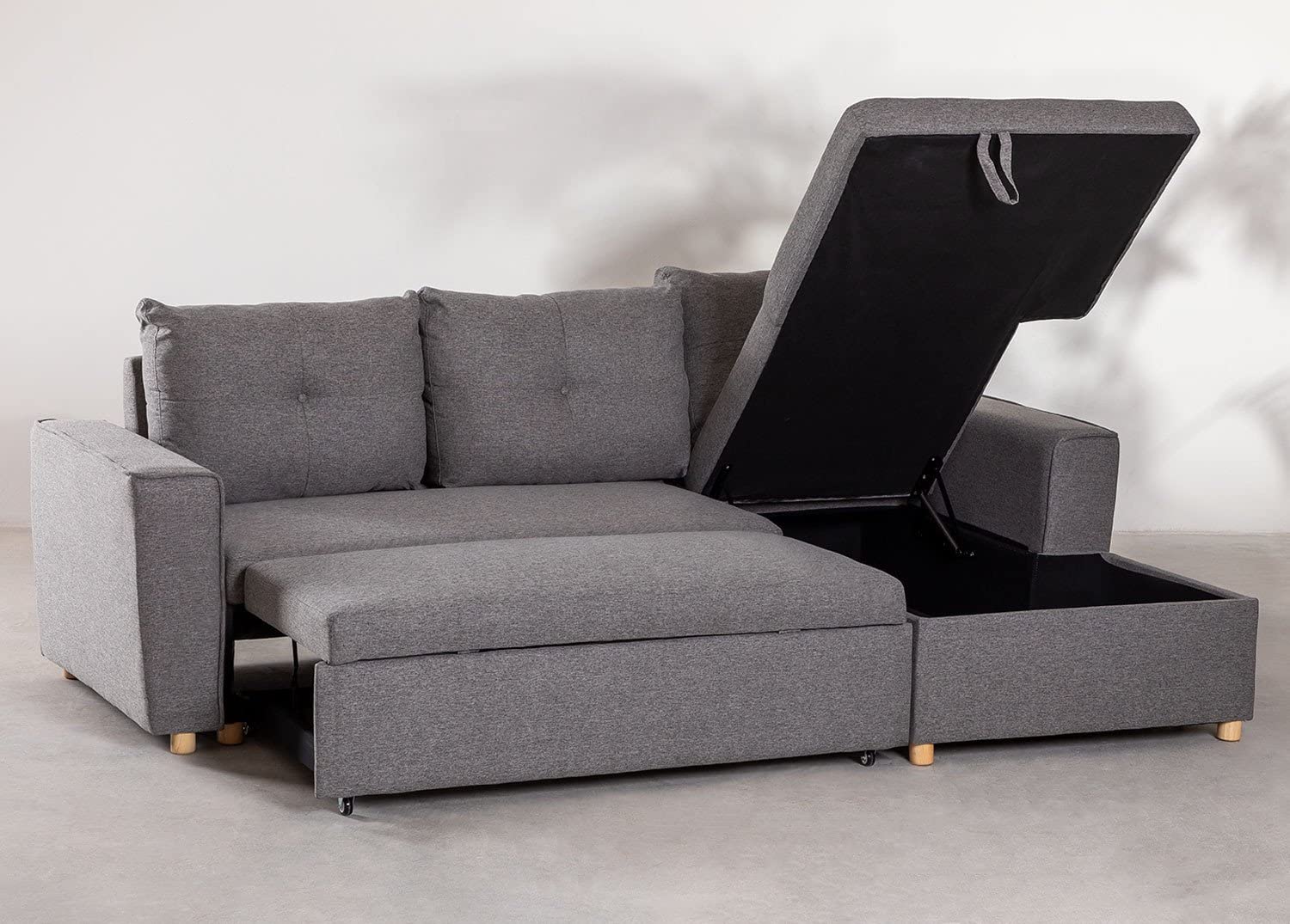 Sklum Calvin Divano Letto Chaise Longue Grigio Scuro