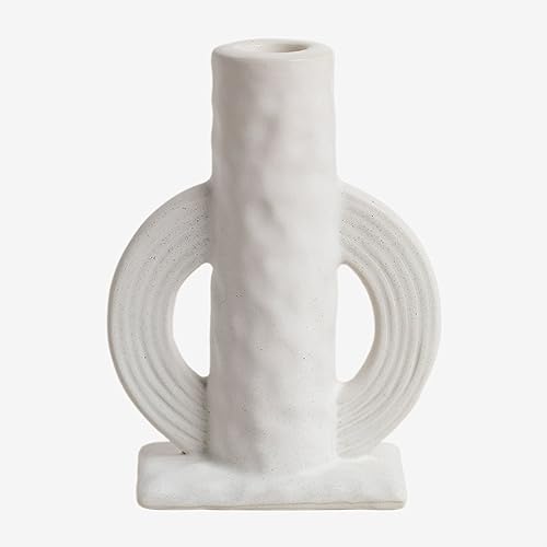 Sklum Trond Portacandele Ceramica Bianco 15 cm