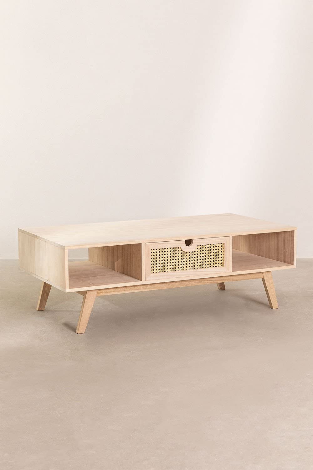 Sklum Ralik Style Tavolino Legno 120 cm Cassetto Rattan