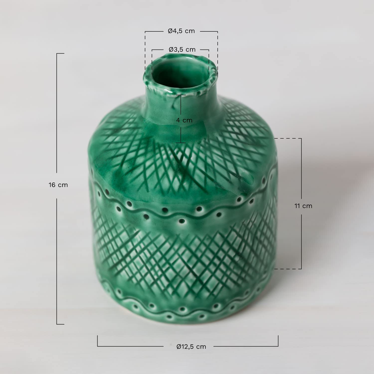 Sklum Ayon vaso decorativo ceramica verde smeraldo 16 cm