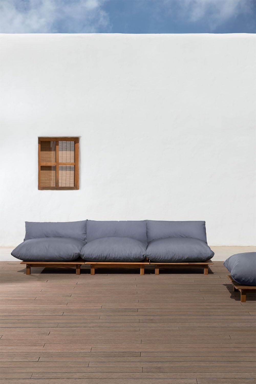 Sklum Brina divano da giardino 3 pezzi + pouf in acacia