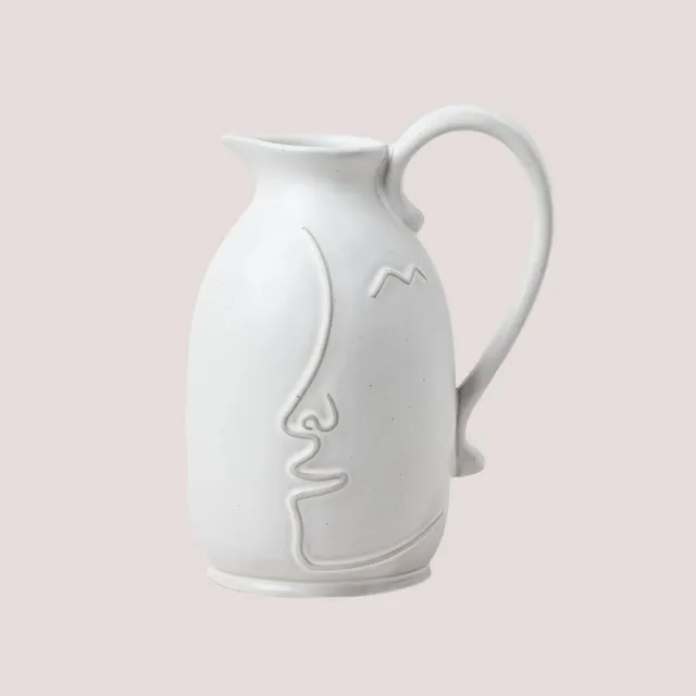 Sklum Aledi Vaso in Ceramica Bianco Antico Viso 21 cm