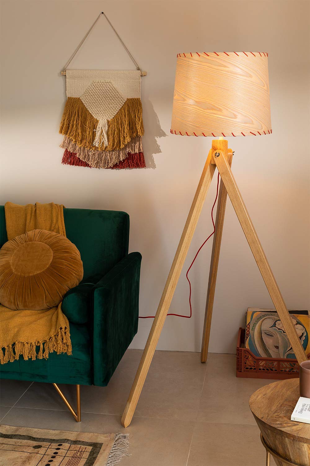 Sklum Foolm lampada da terra marrone treppiede legno