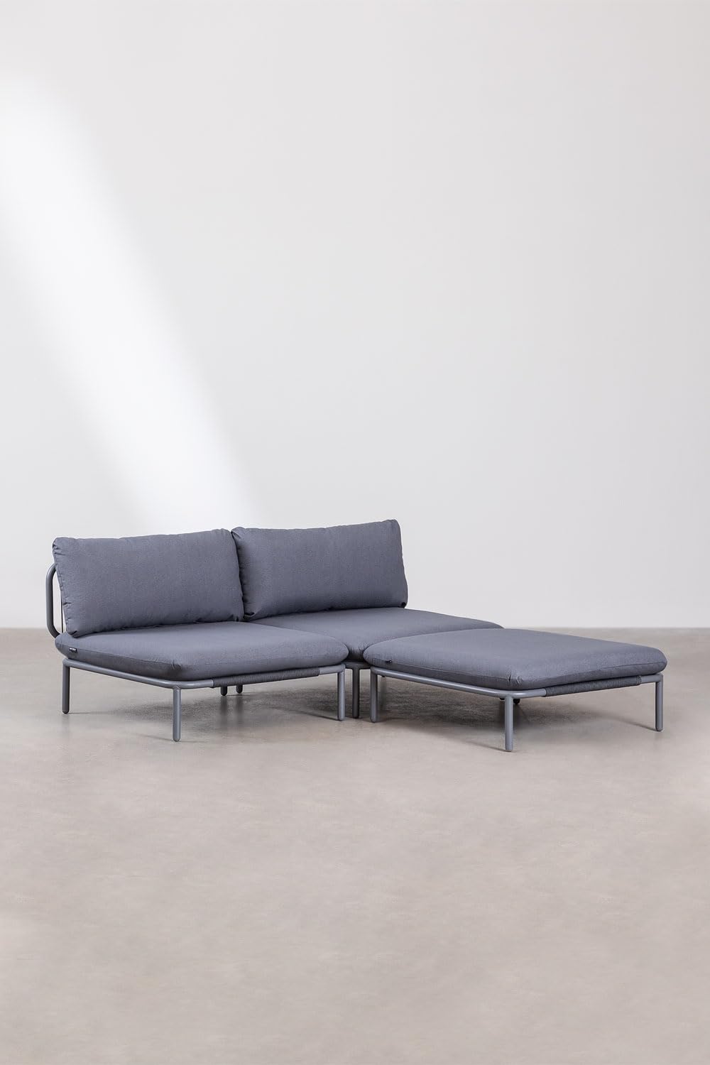 Sklum Roubly Style divano giardino modulare 2 pezzi+pouf antracite