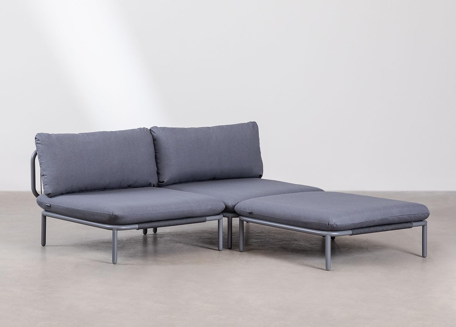 Sklum Roubly Style divano giardino modulare 2 pezzi+pouf antracite
