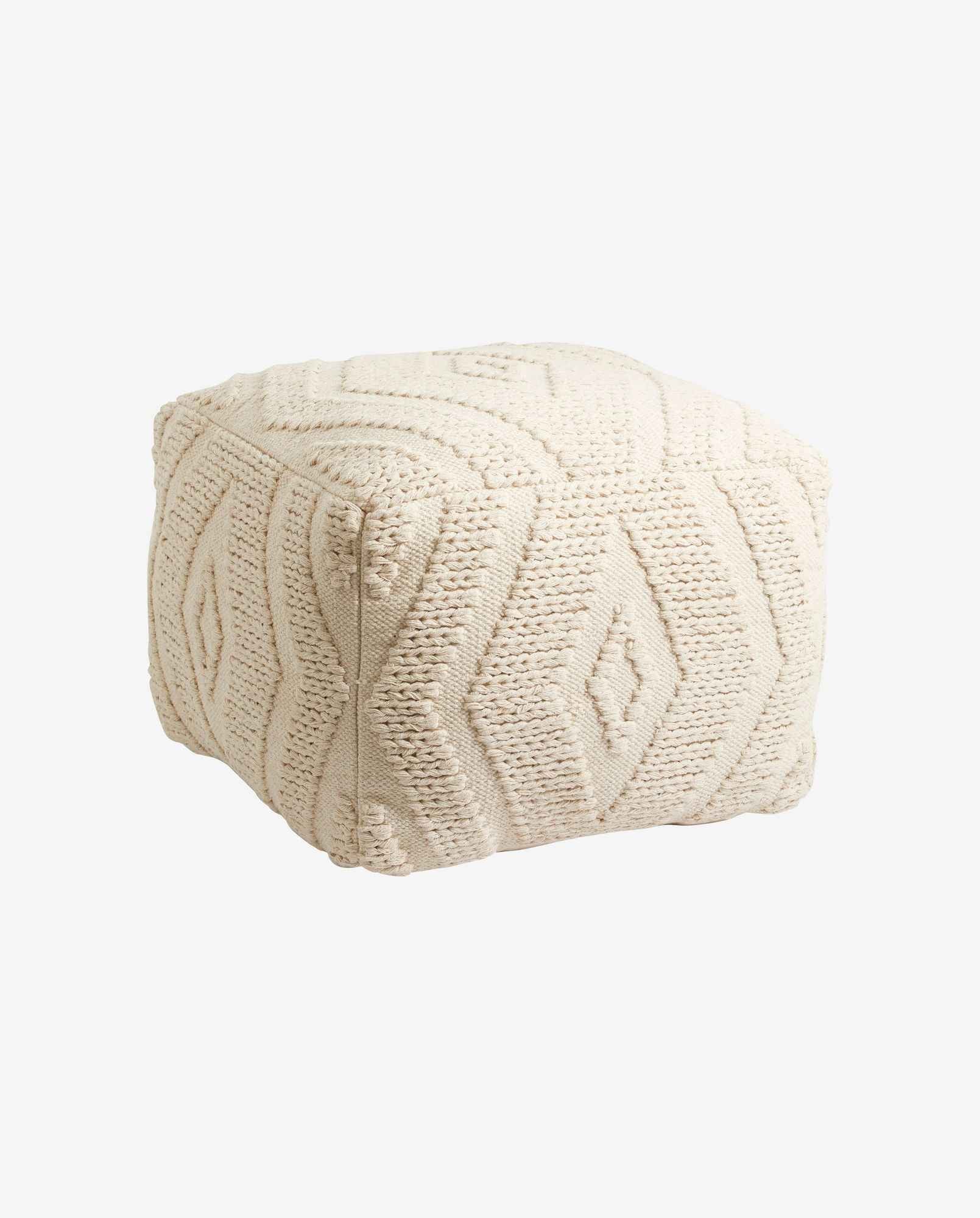 Bambua Wular pouf bianco panna fatto a mano