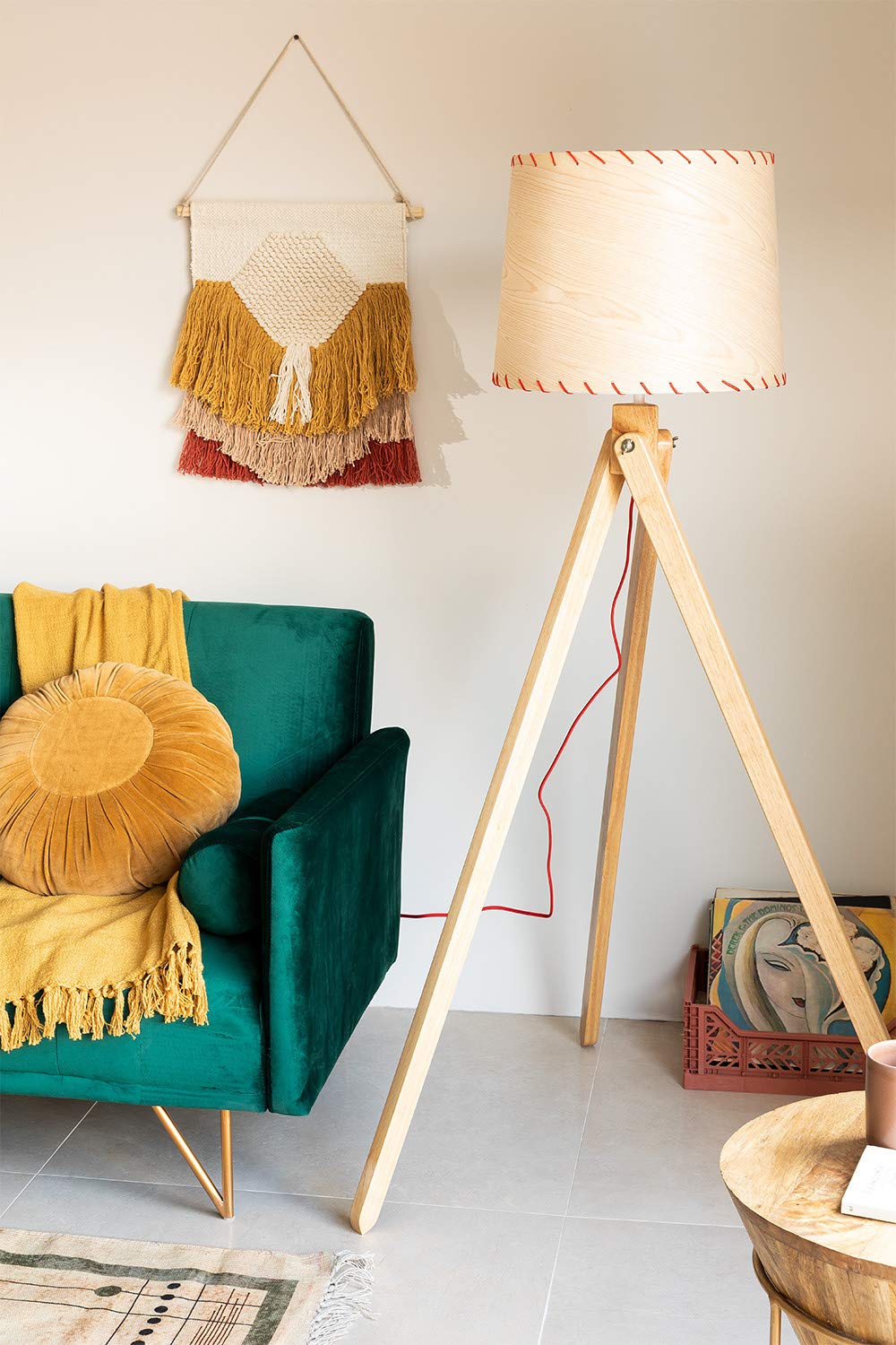 Sklum Foolm lampada da terra marrone treppiede legno