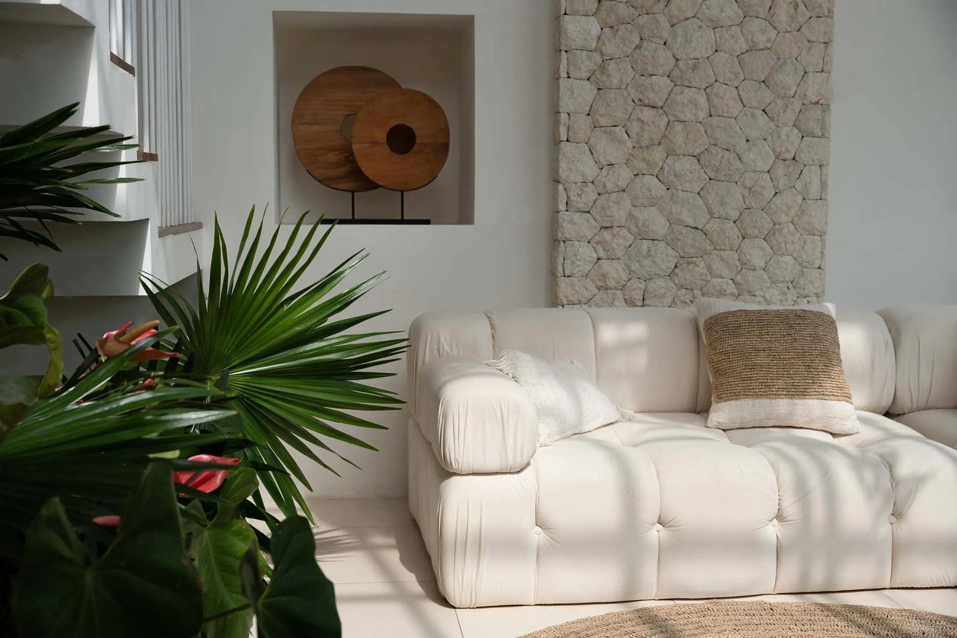 Bambua Raffia Stamp federa cuscino naturale
