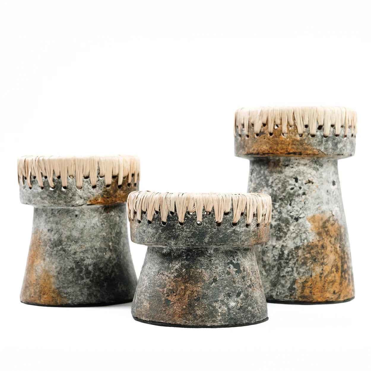 Bambua Pretty Portacandele Terracotta Grigio Antico L