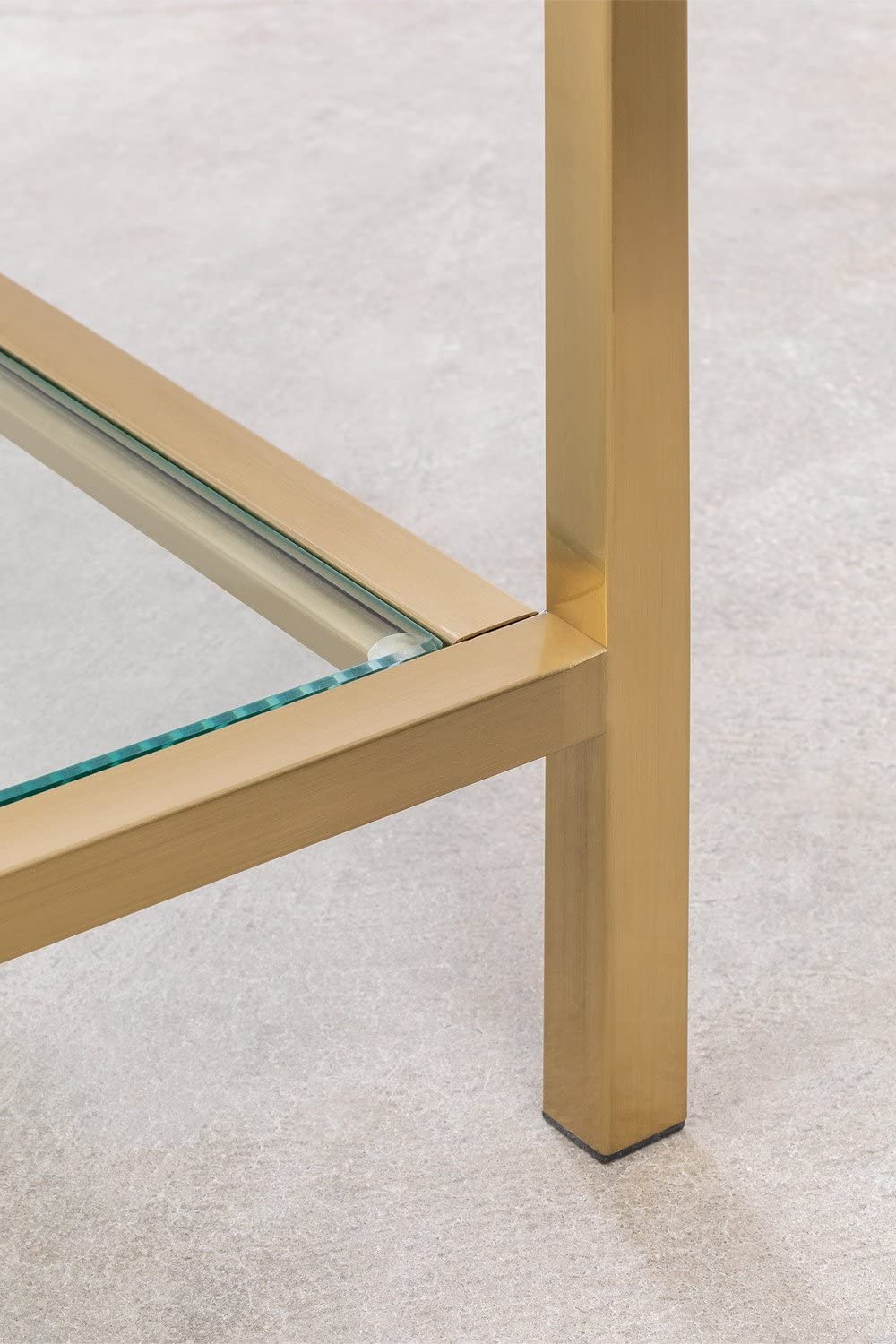 Sklum Amelia Tavolino Vetro Acciaio Oro Opaco 50 cm
