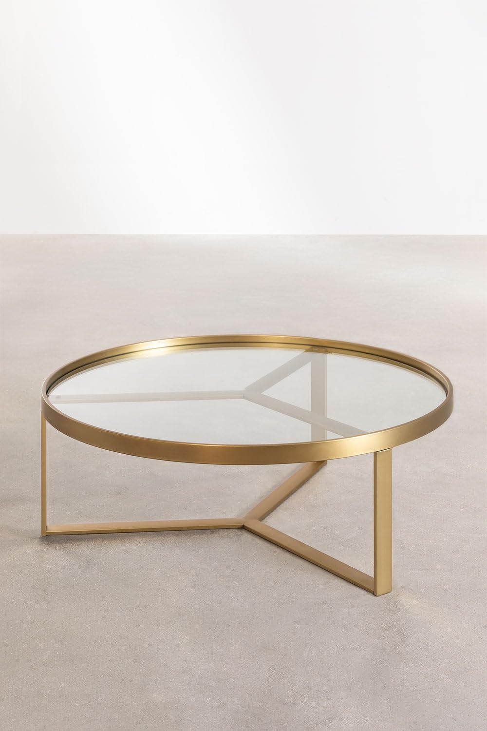 Sklum Amelia tavolino vetro 90 cm acciaio oro opaco
