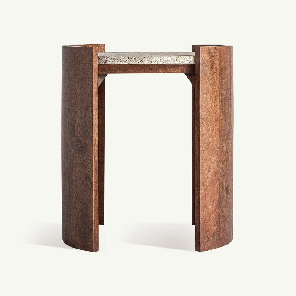 Bambua Tivoli tavolino travertino legno mango