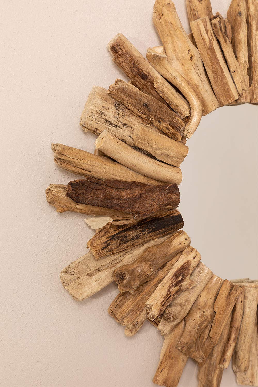 Sklum Laki Specchio Rotondo Ø50 cm Legno Naturale Riciclato