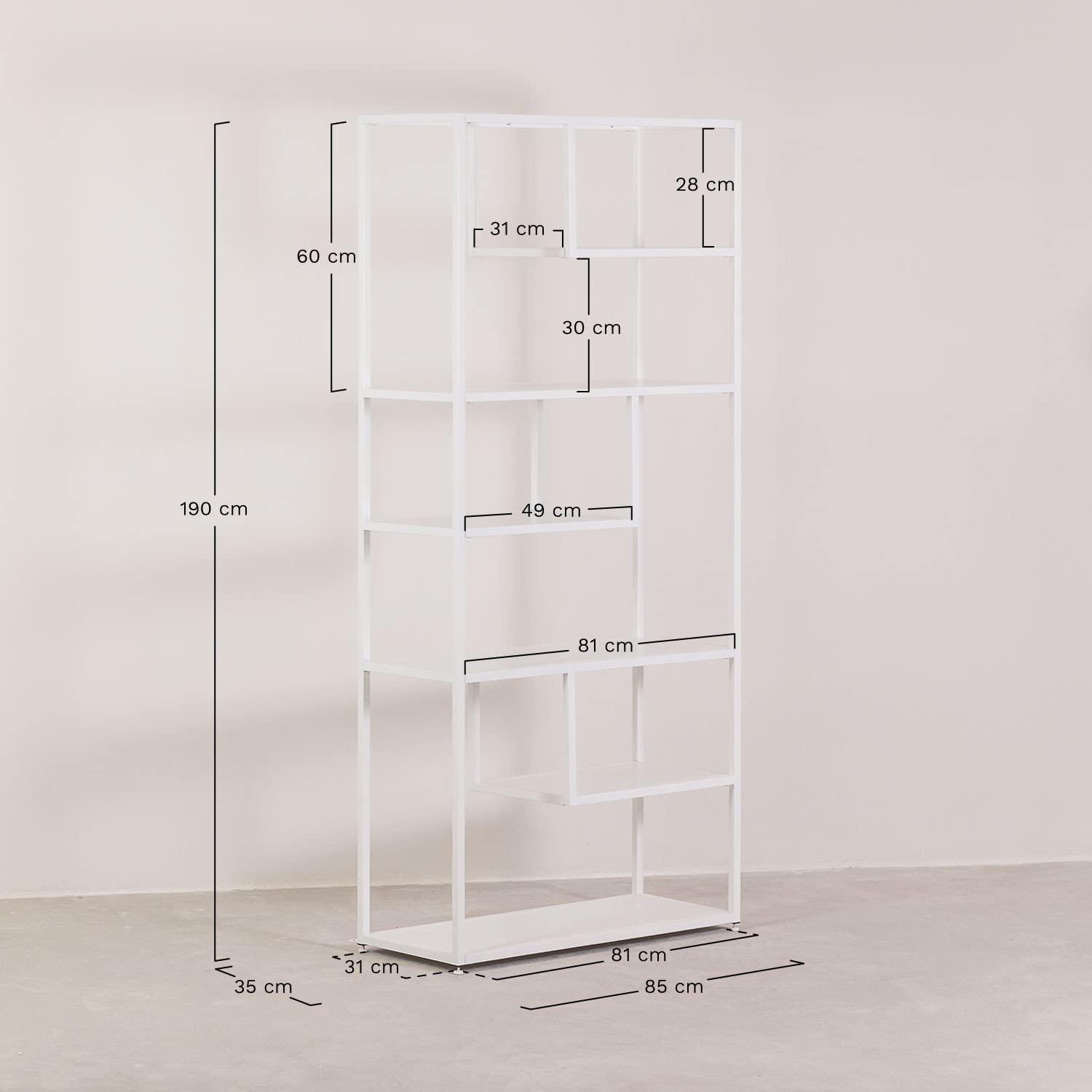 Sklum Thura libreria nera in acciaio 190 cm