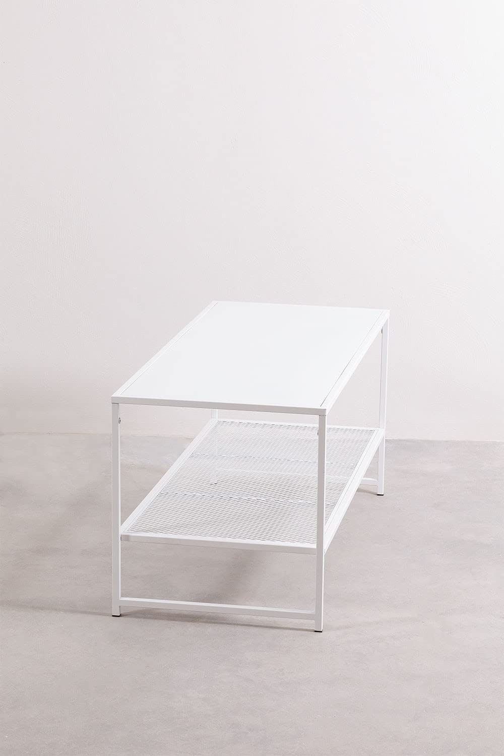 Sklum Thura tavolino rettangolare bianco in acciaio 102 cm